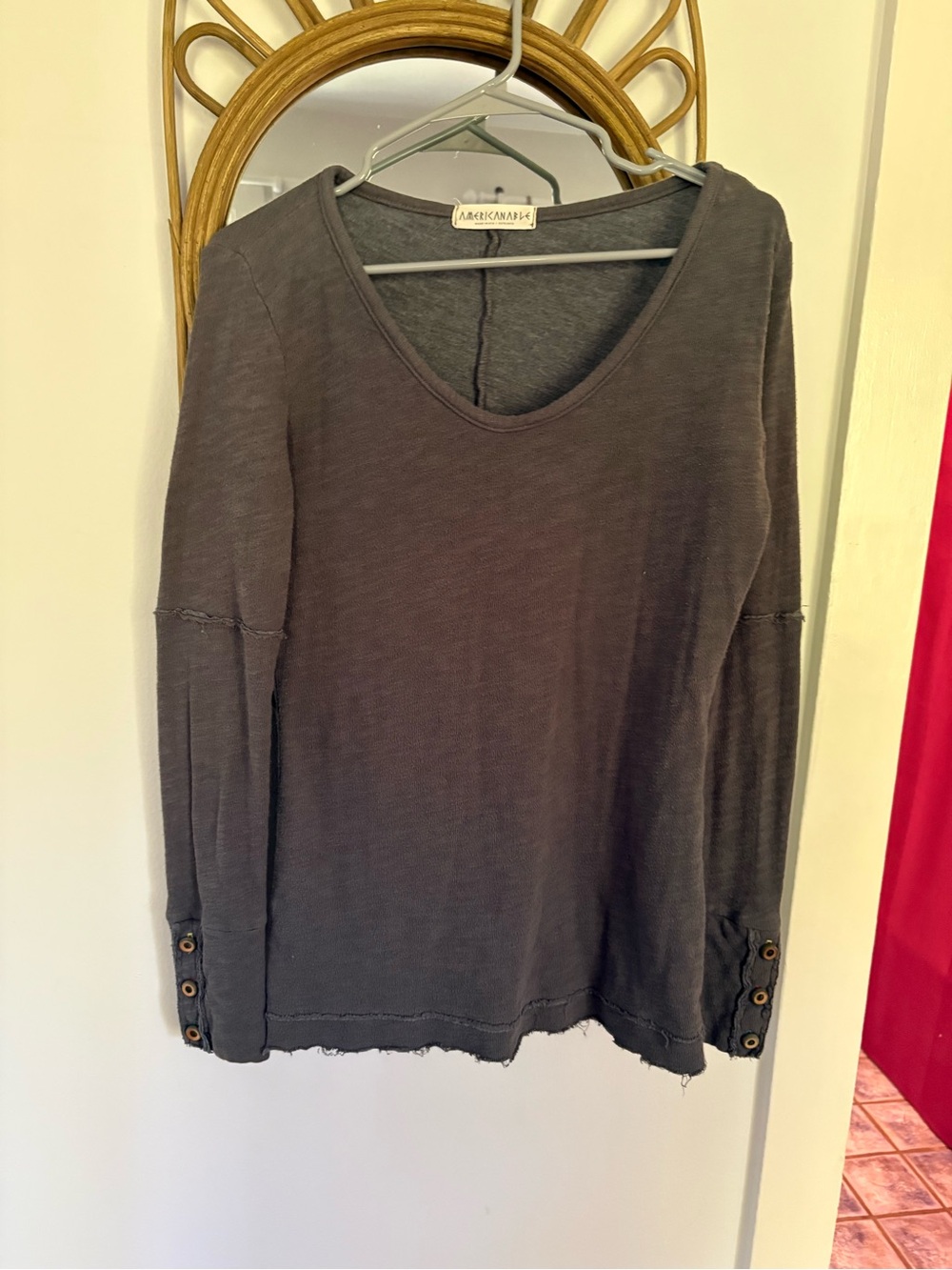Charcoal Scoop Neck Long Sleeve Tee